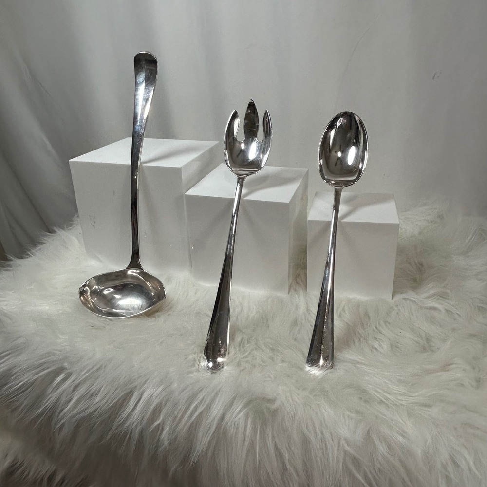 Vintage Gerity Silver Serving Set Ladle Serving Fork Serving Spoon Stamped G 4 8
